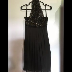 Strapless black and gold dress
